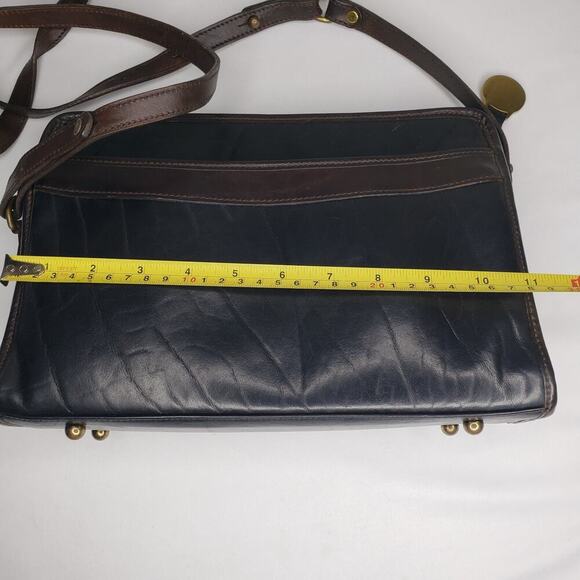 Brahmin Vintage Crossbody Bag Black Brown Leather Purse Bag Soft Textured Y2K - Picture 9 of 16